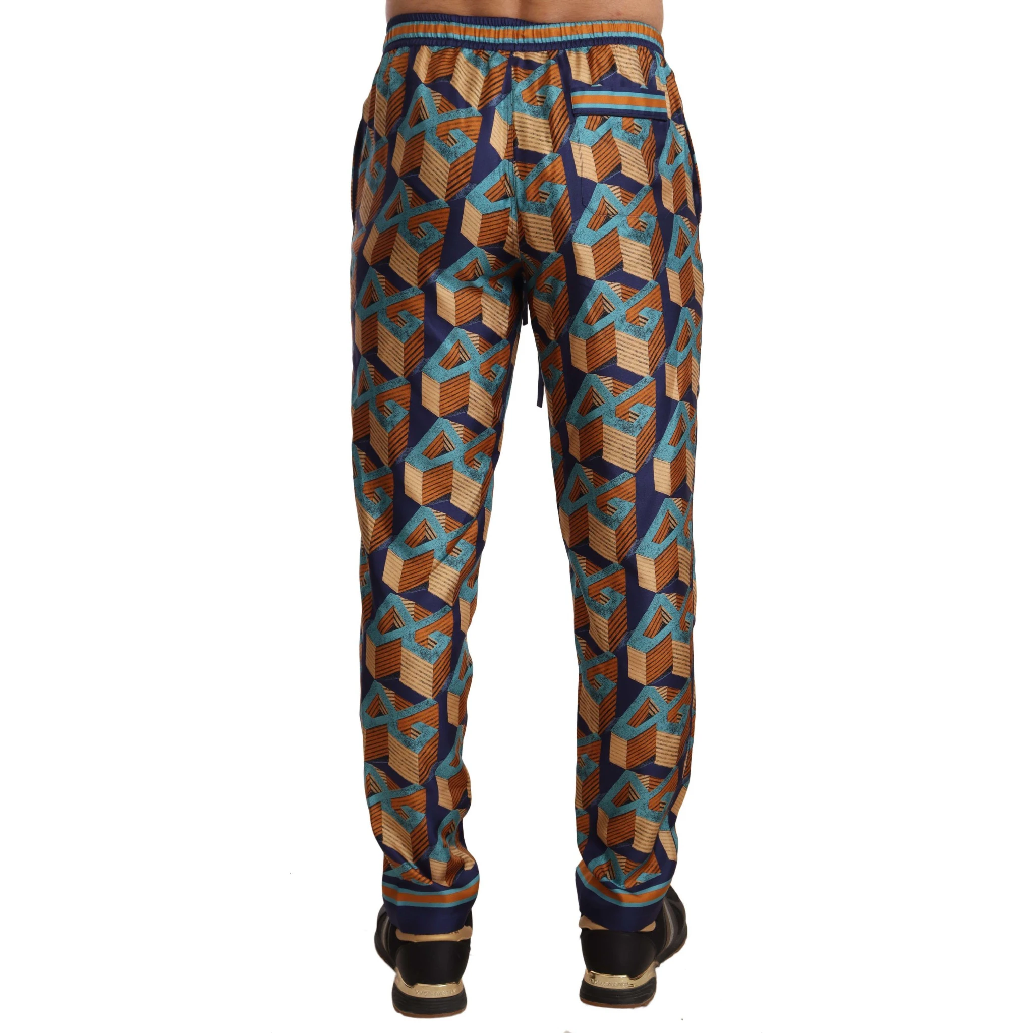 Multicolor Patterned Joggers Silk Pants