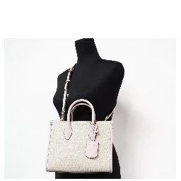 Mirella Small Powder Blush Canvas Shopper Crossbody Handbag Purse