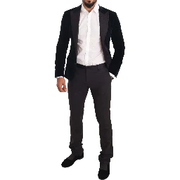 Blue Velvet Cotton Slim Fit Smoking Suit