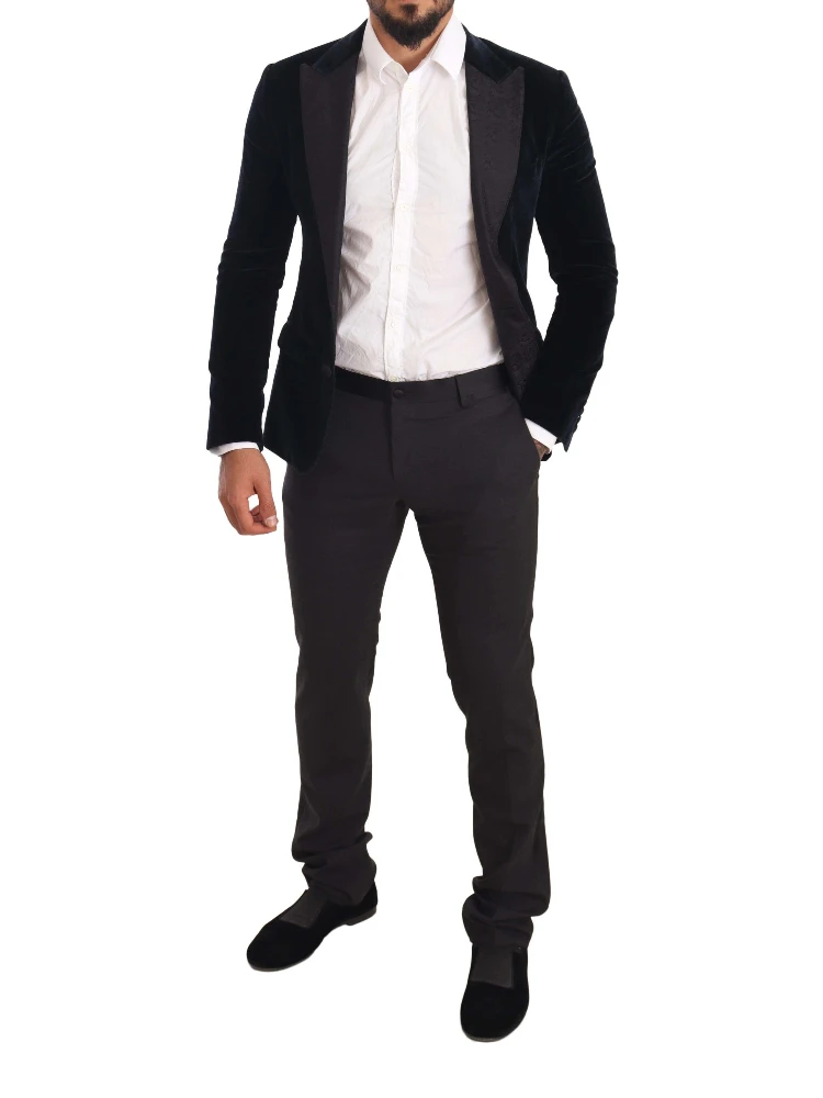 Blue Velvet Cotton Slim Fit Smoking Suit alternative