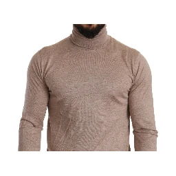 Beige Cashmere Turtleneck Pullover Sweater