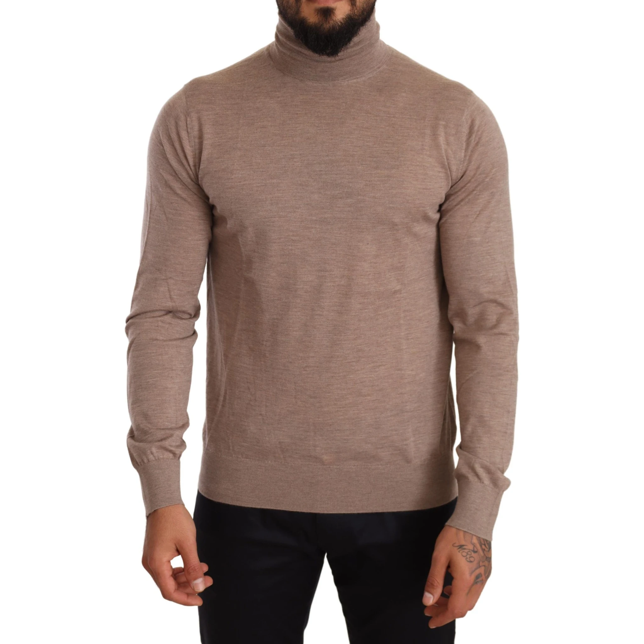 Brown Cashmere Turtleneck Pullover Sweater