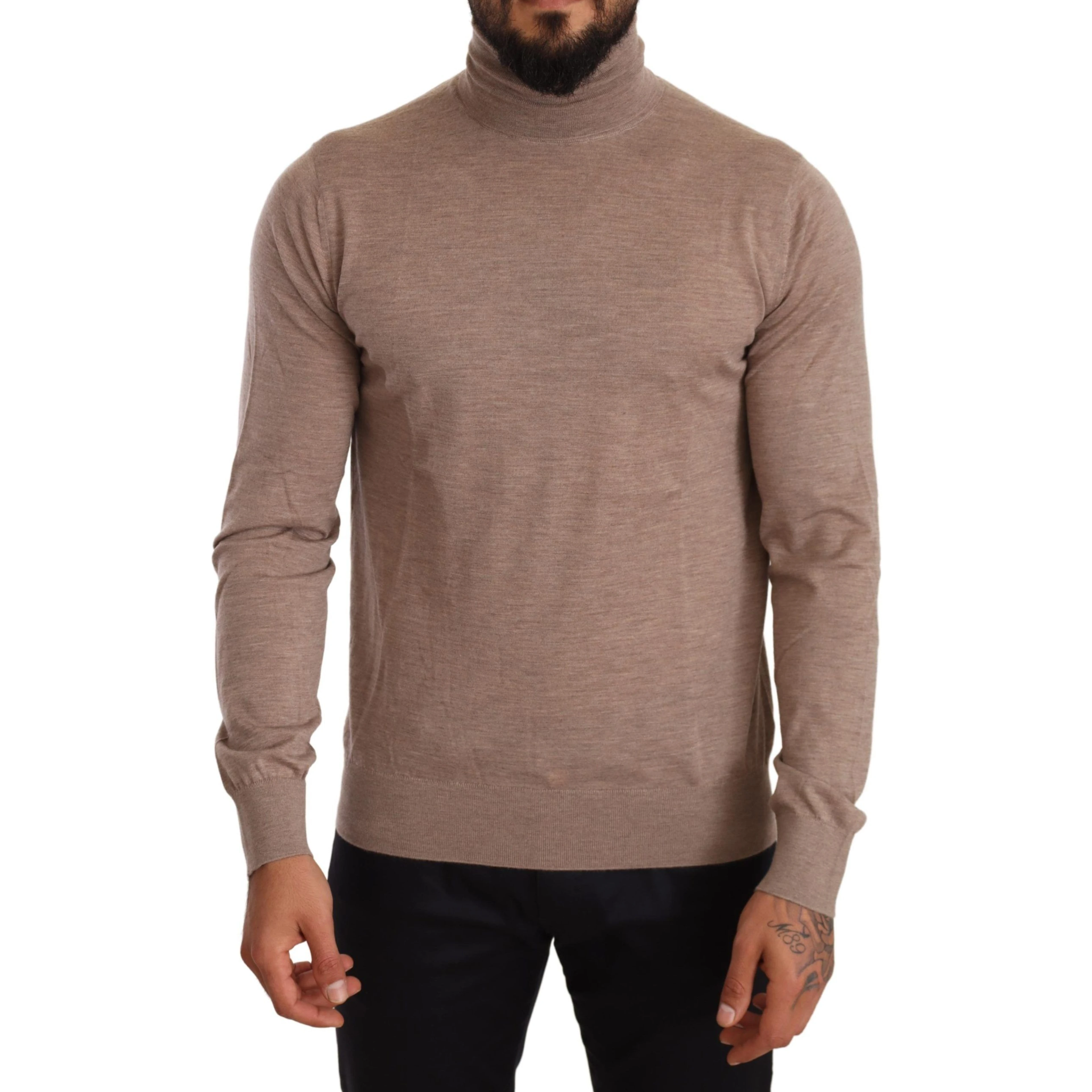Brown Cashmere Turtleneck Pullover Sweater