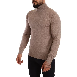 Brown Cashmere Turtleneck Pullover Sweater