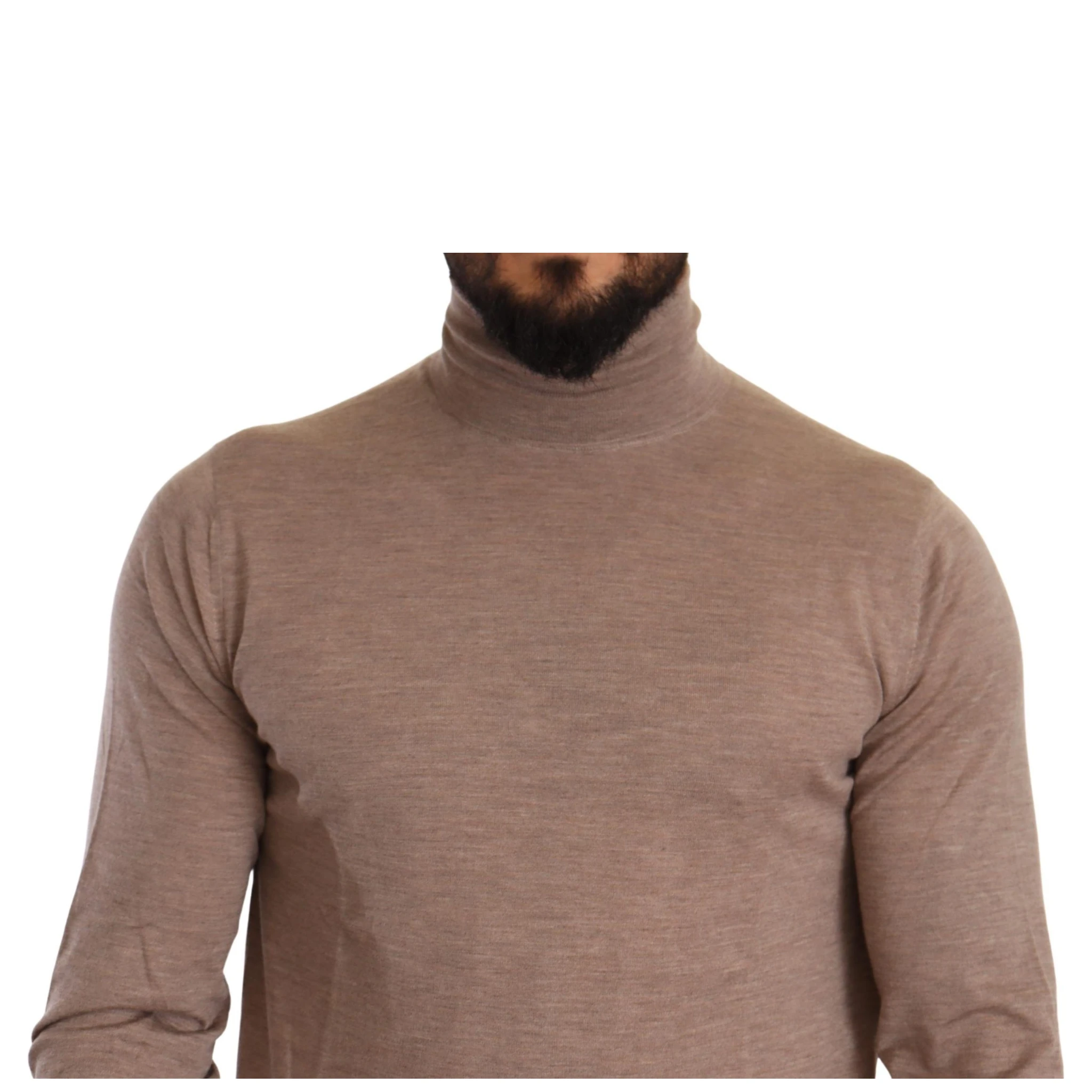 Brown Cashmere Turtleneck Pullover Sweater