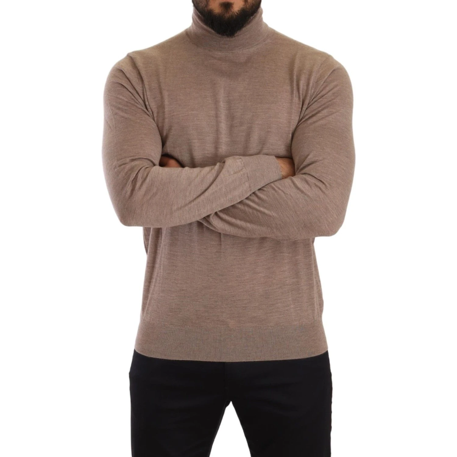 Brown Cashmere Turtleneck Pullover Sweater