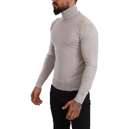 Gray Cashmere Turtleneck Pullover Sweater