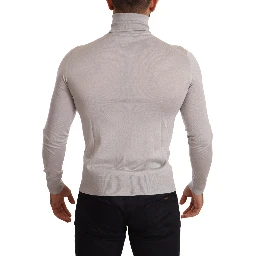 Gray Cashmere Turtleneck Pullover Sweater