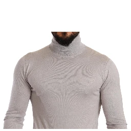 Gray Cashmere Turtleneck Pullover Sweater