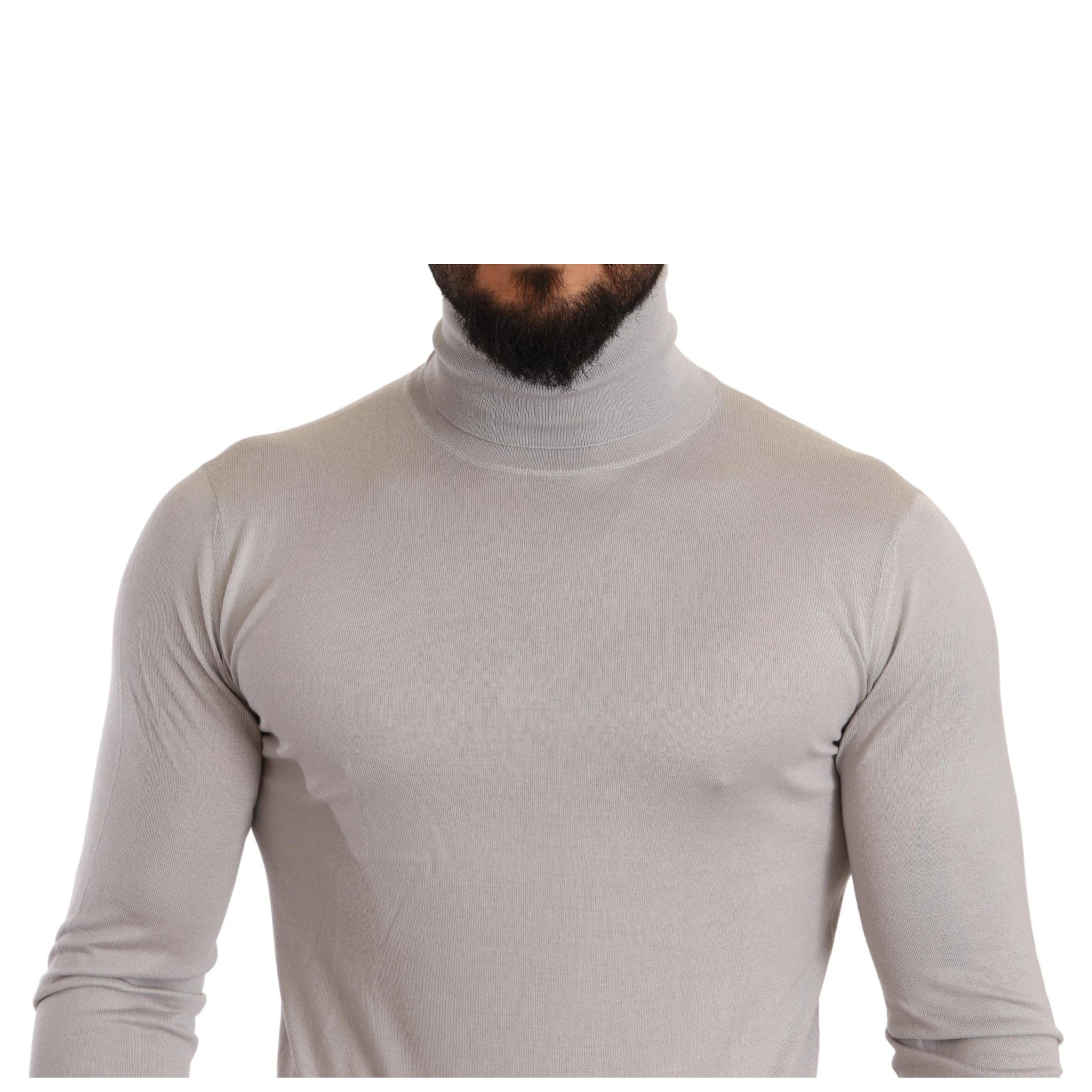 Gray Cashmere Turtleneck Pullover Sweater