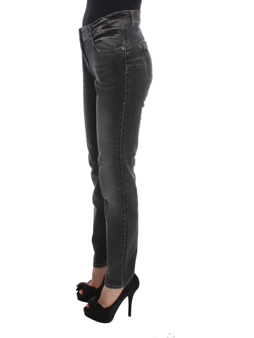 Gray Wash Cotton Blend Stretch Jeans Pants