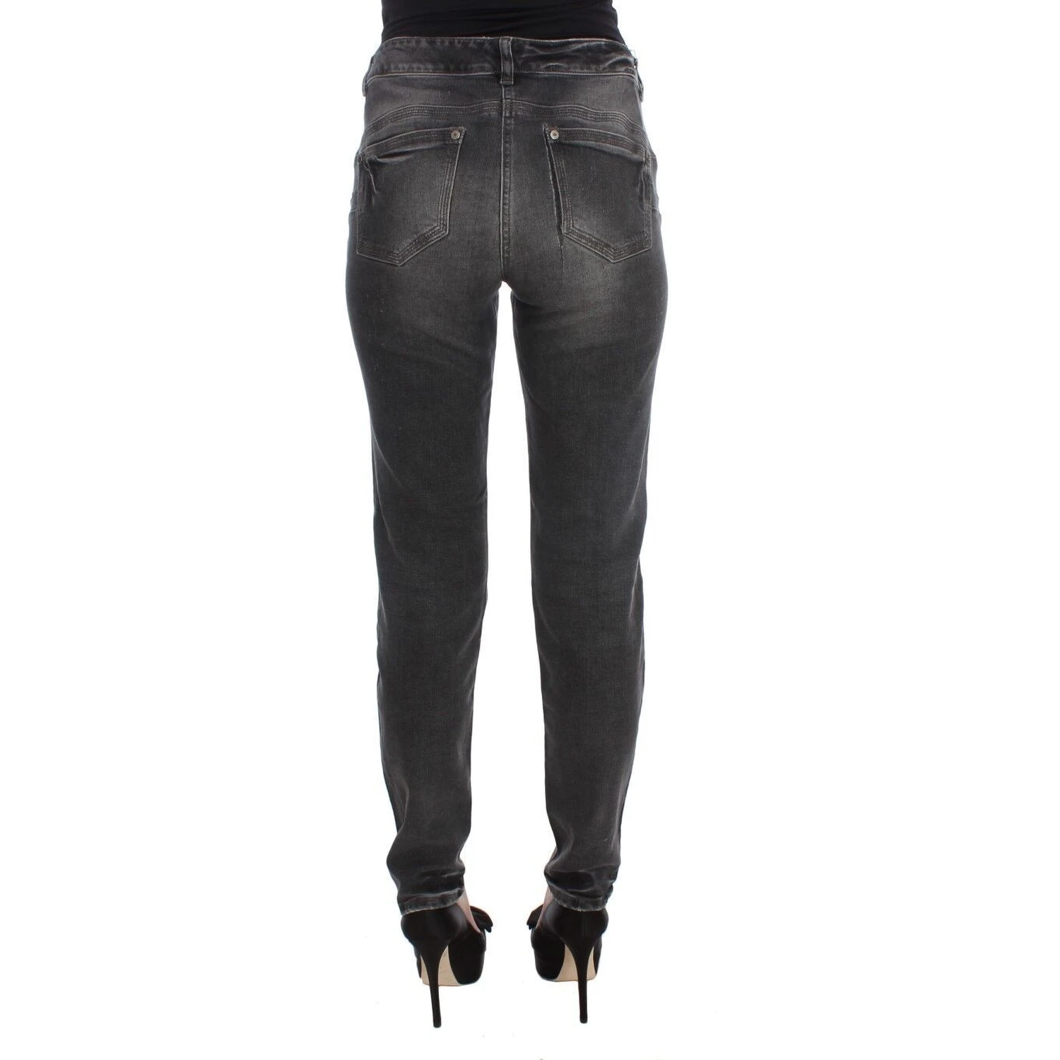 Gray Wash Cotton Blend Stretch Jeans Pants