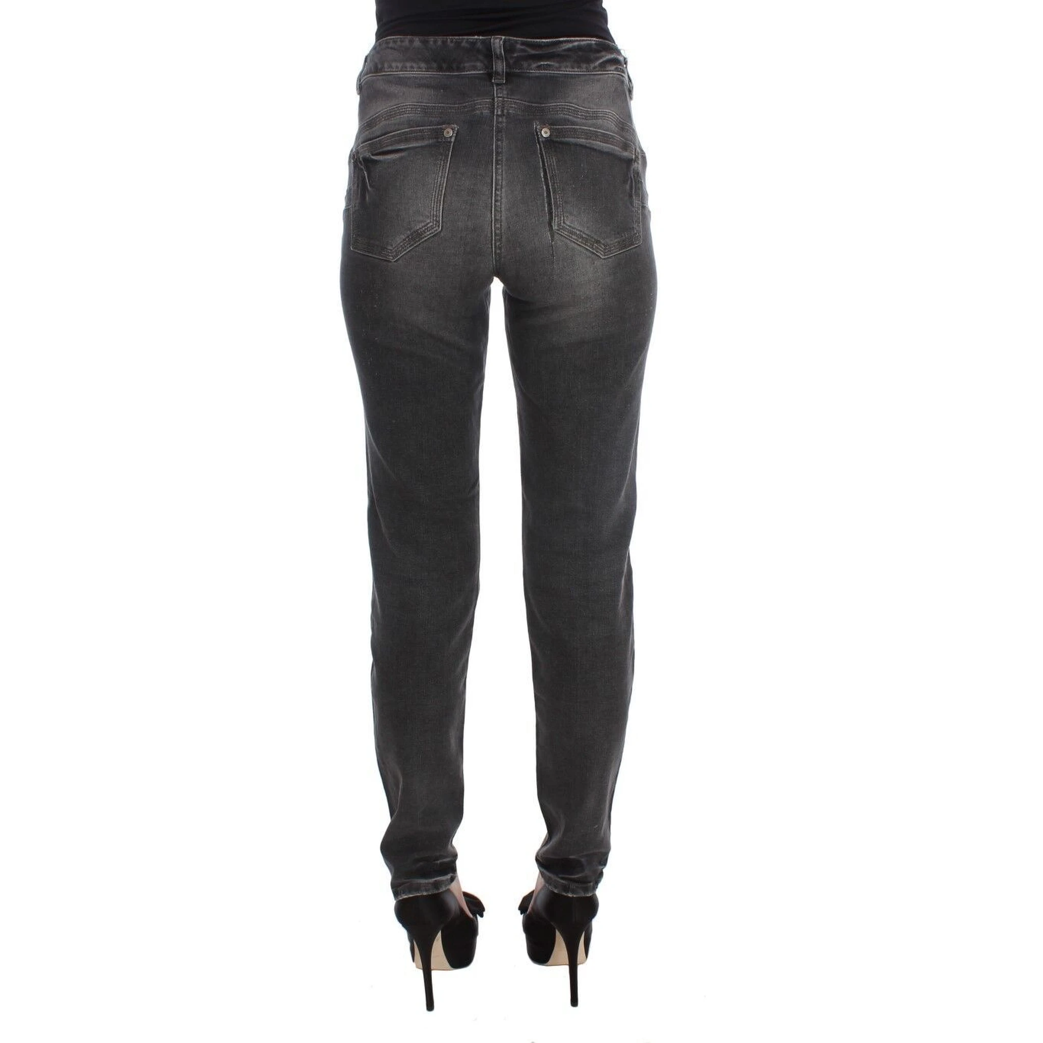 Gray Wash Cotton Blend Stretch Jeans Pants