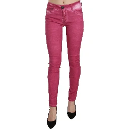 Pink Velvet Mid Waist Skinny Trouser Pants
