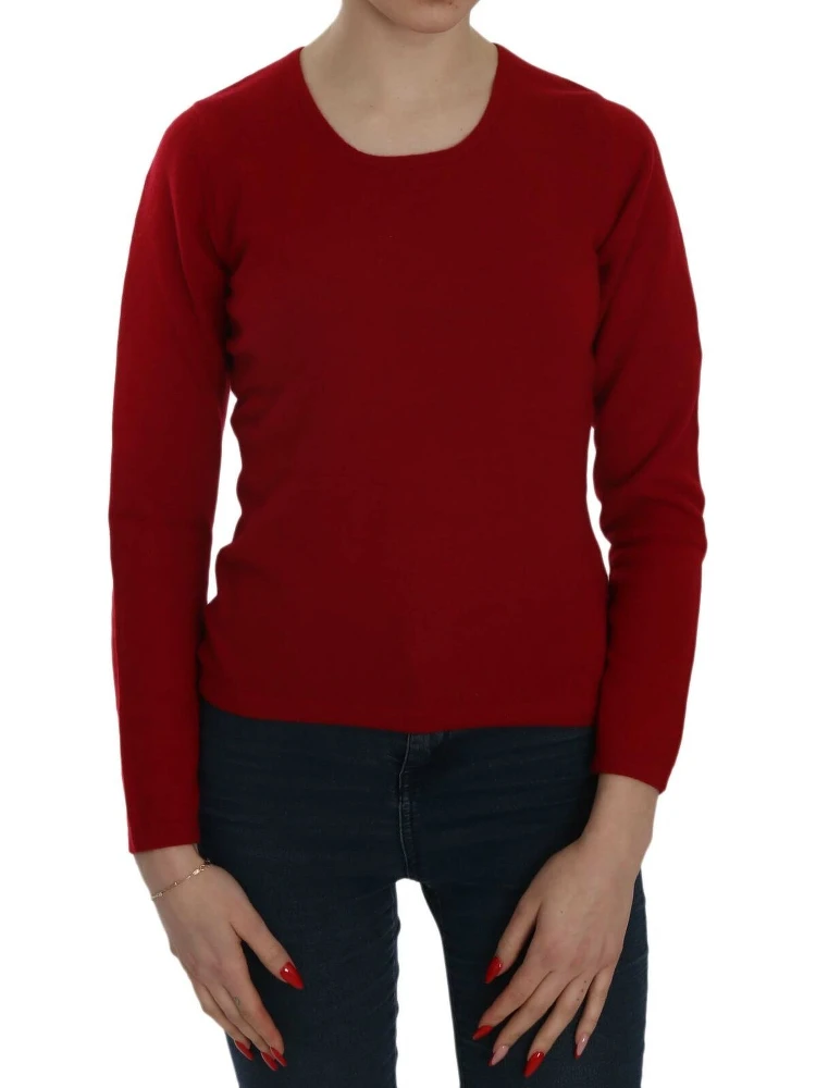 Red Round Neck Pullover Cashmere Sweater