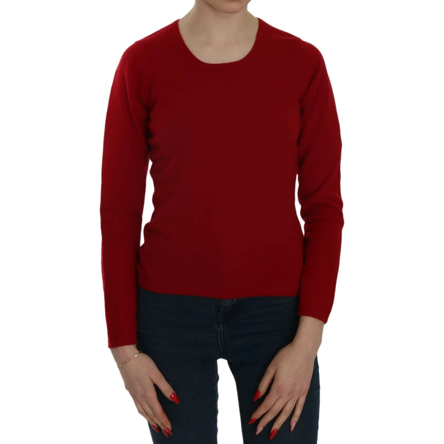 Red Round Neck Pullover Cashmere Sweater