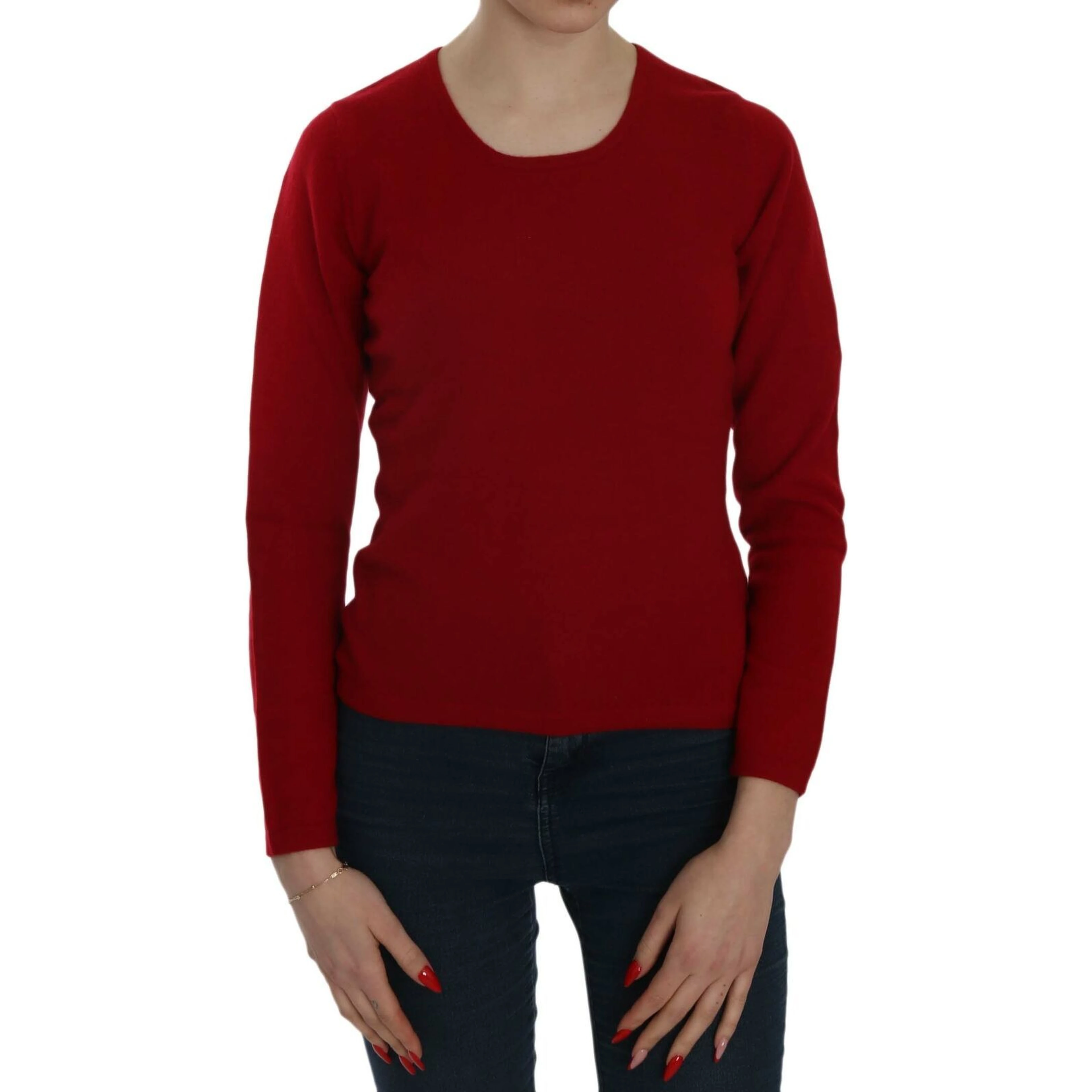 Red Round Neck Pullover Cashmere Sweater
