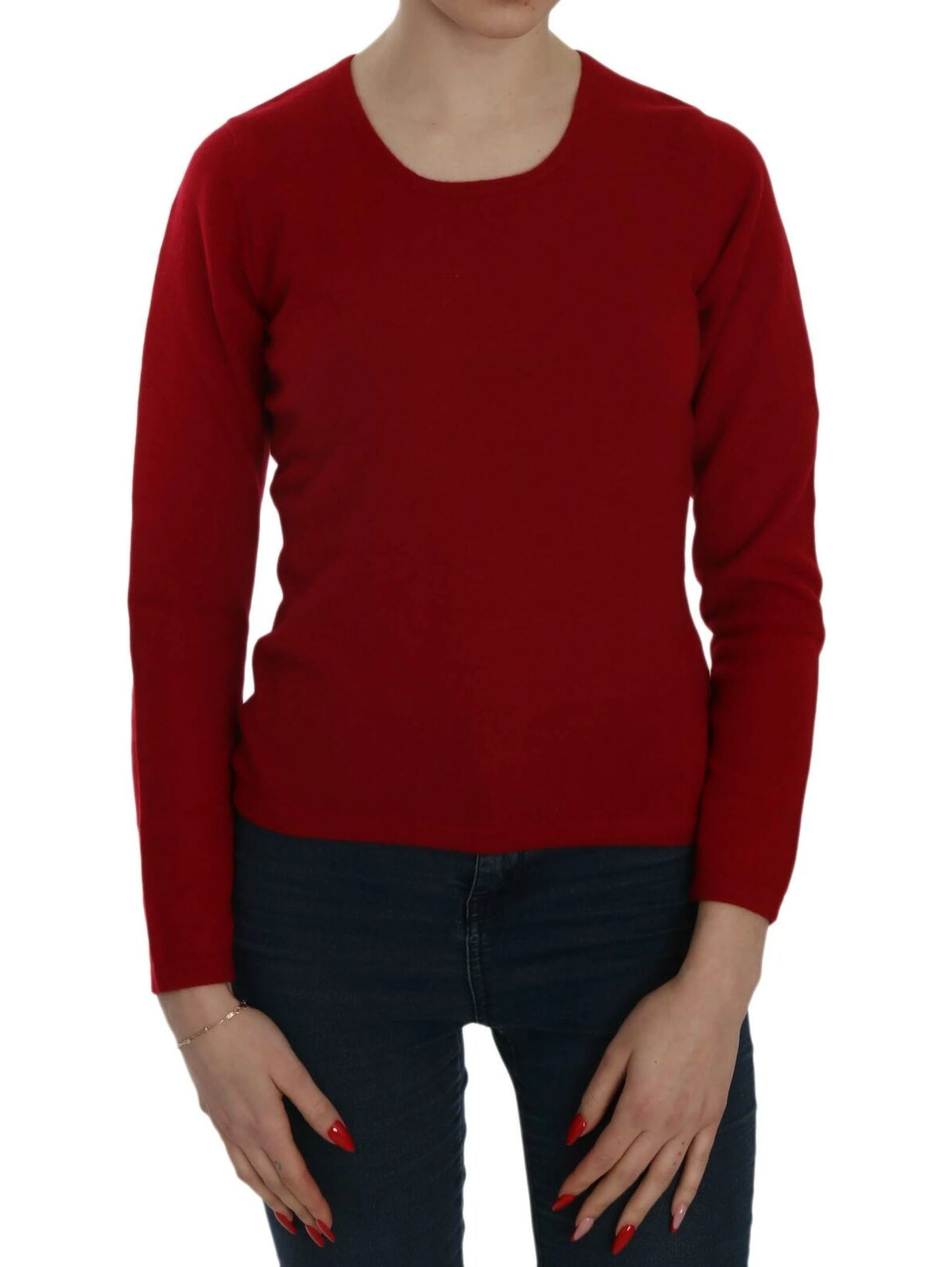 Red Round Neck Pullover Cashmere Sweater