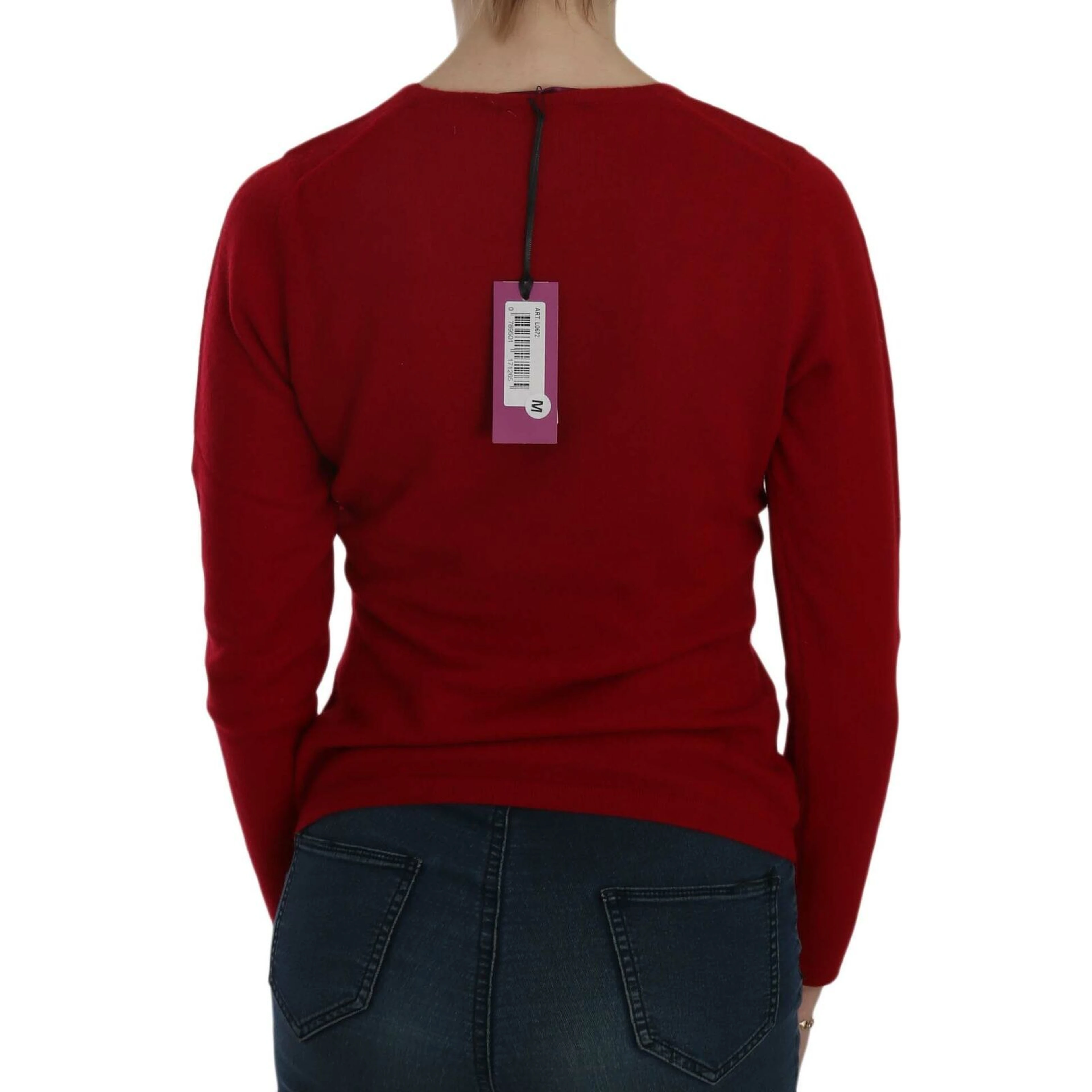 Red Round Neck Pullover Cashmere Sweater