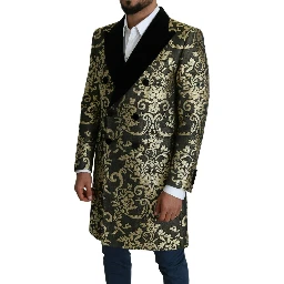 Black Gold Jacquard Long Coat SICILIA Jacket