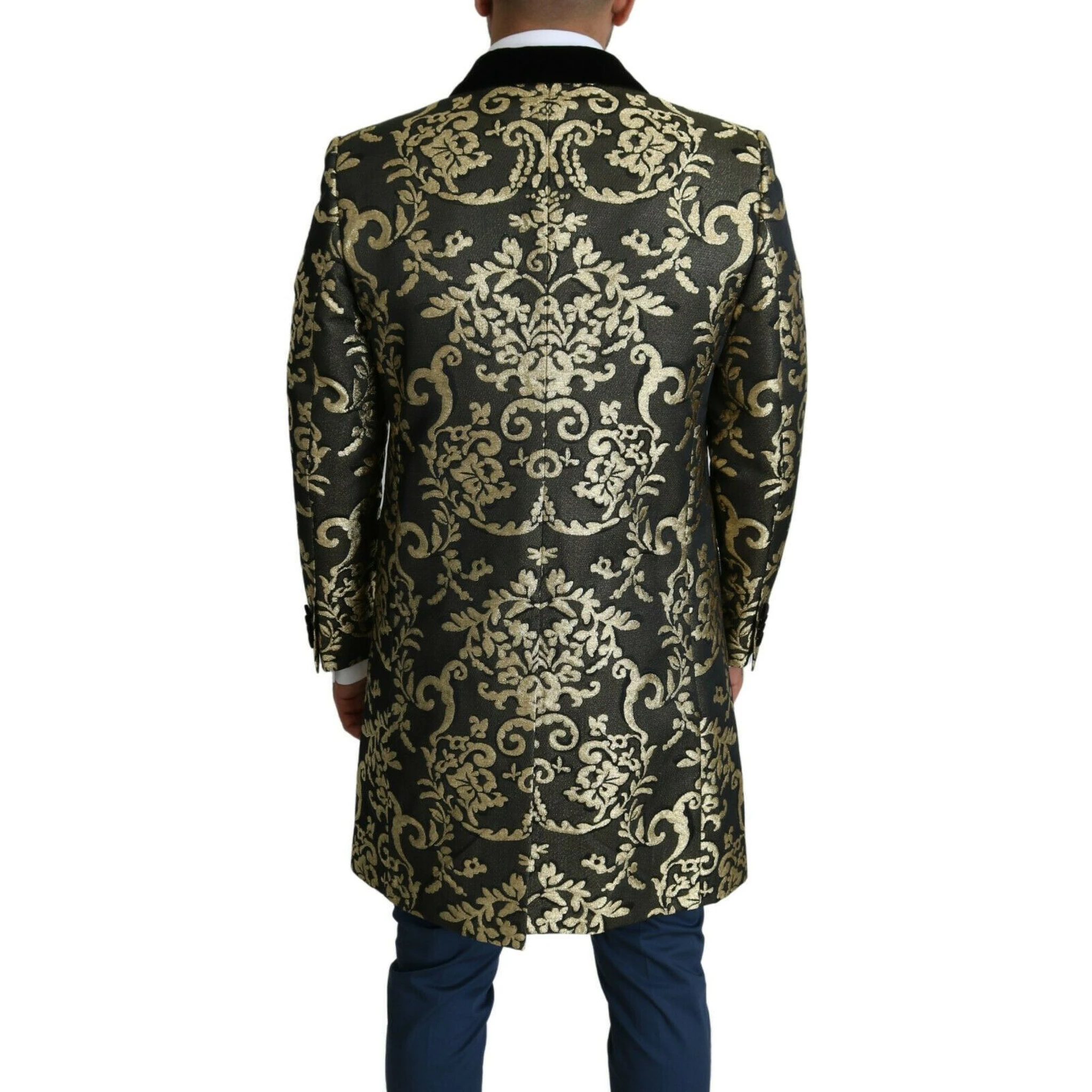 Black Gold Jacquard Long Coat SICILIA Jacket