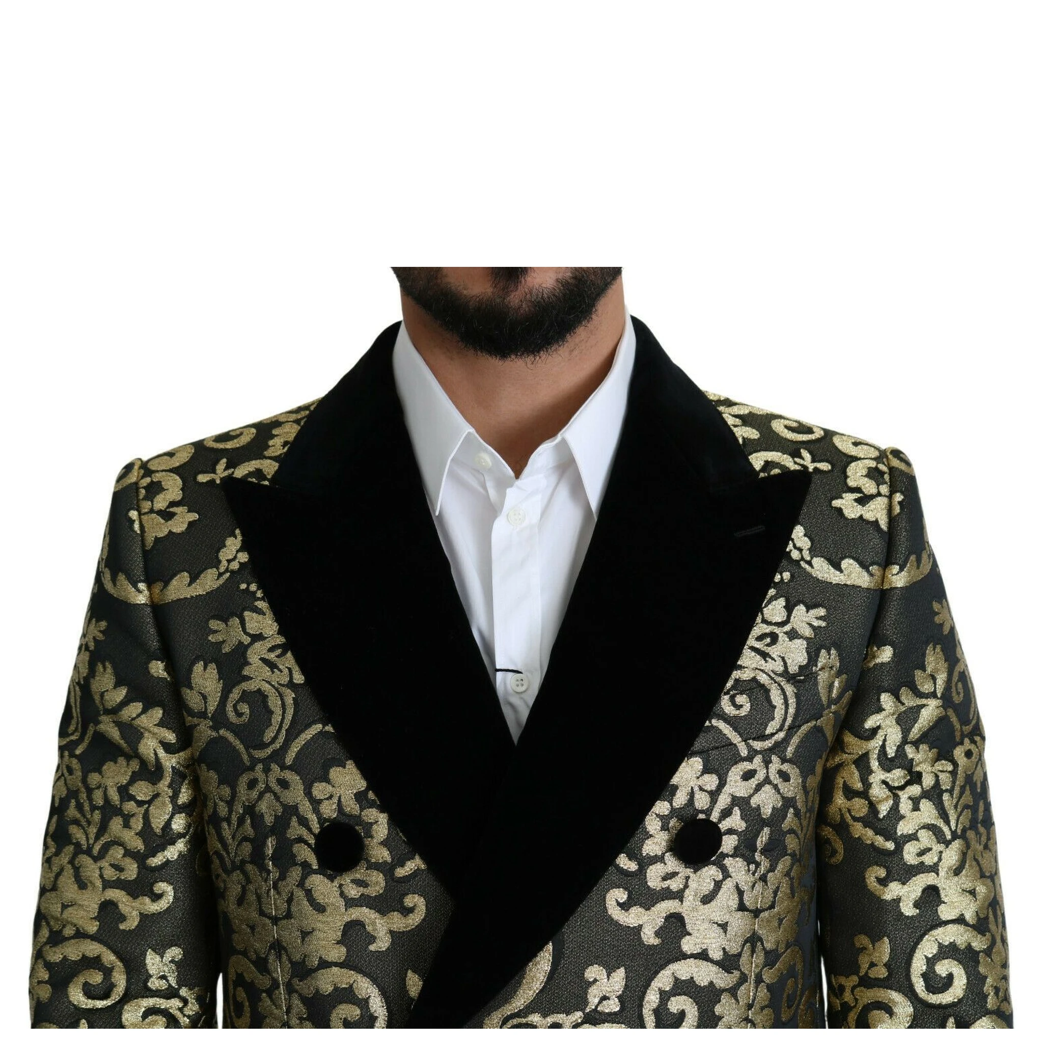 Black Gold Jacquard Long Coat SICILIA Jacket