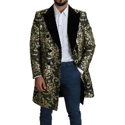 Black Gold Jacquard Long Coat SICILIA Jacket