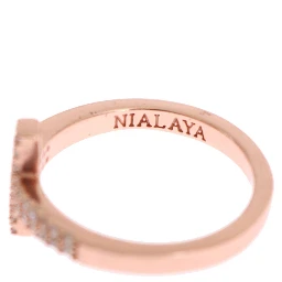 Pink Gold 925 Silver Womens Cross CZ Ring