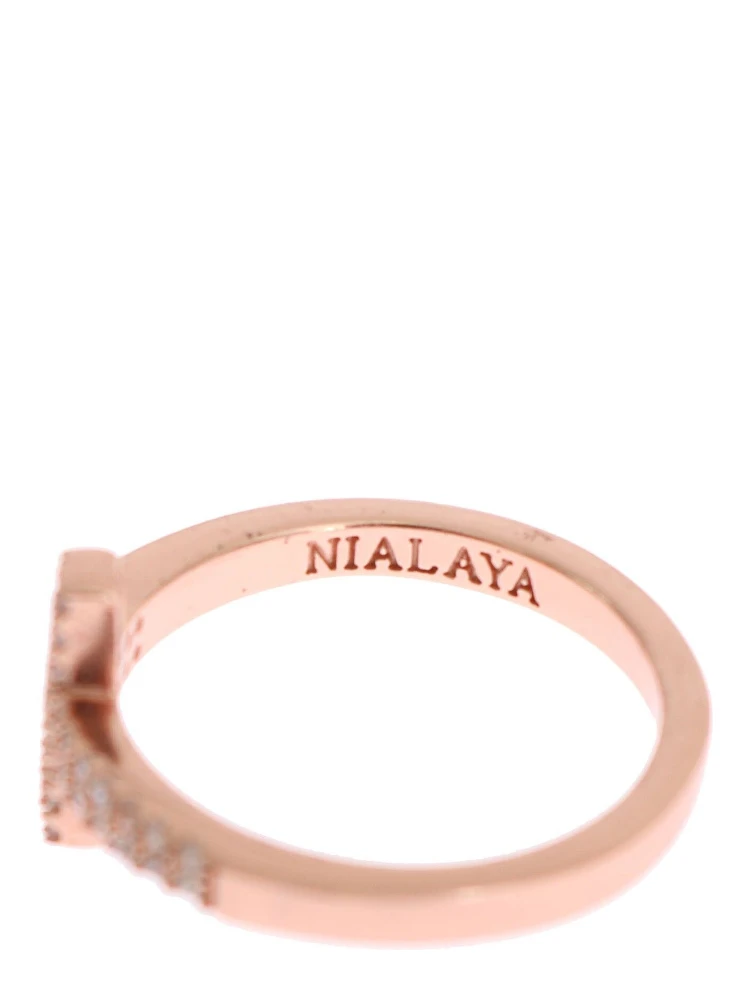 Pink Gold 925 Silver Womens Cross CZ Ring alternative