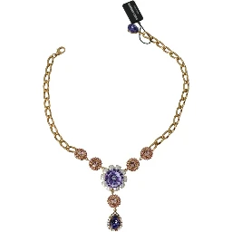 Pink Gold Brass Crystal Purple Pearl Pendants
