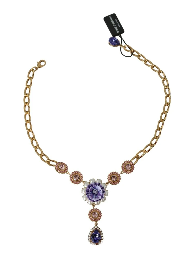 Pink Gold Brass Crystal Purple Pearl Pendants alternative