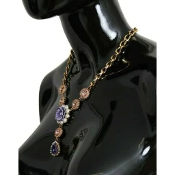 Pink Gold Brass Crystal Purple Pearl Pendants