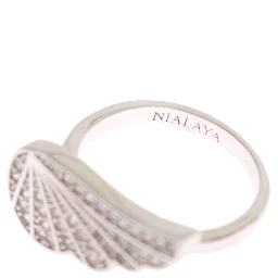 Silver Womens Wing Clear CZ 925 Silver Ring