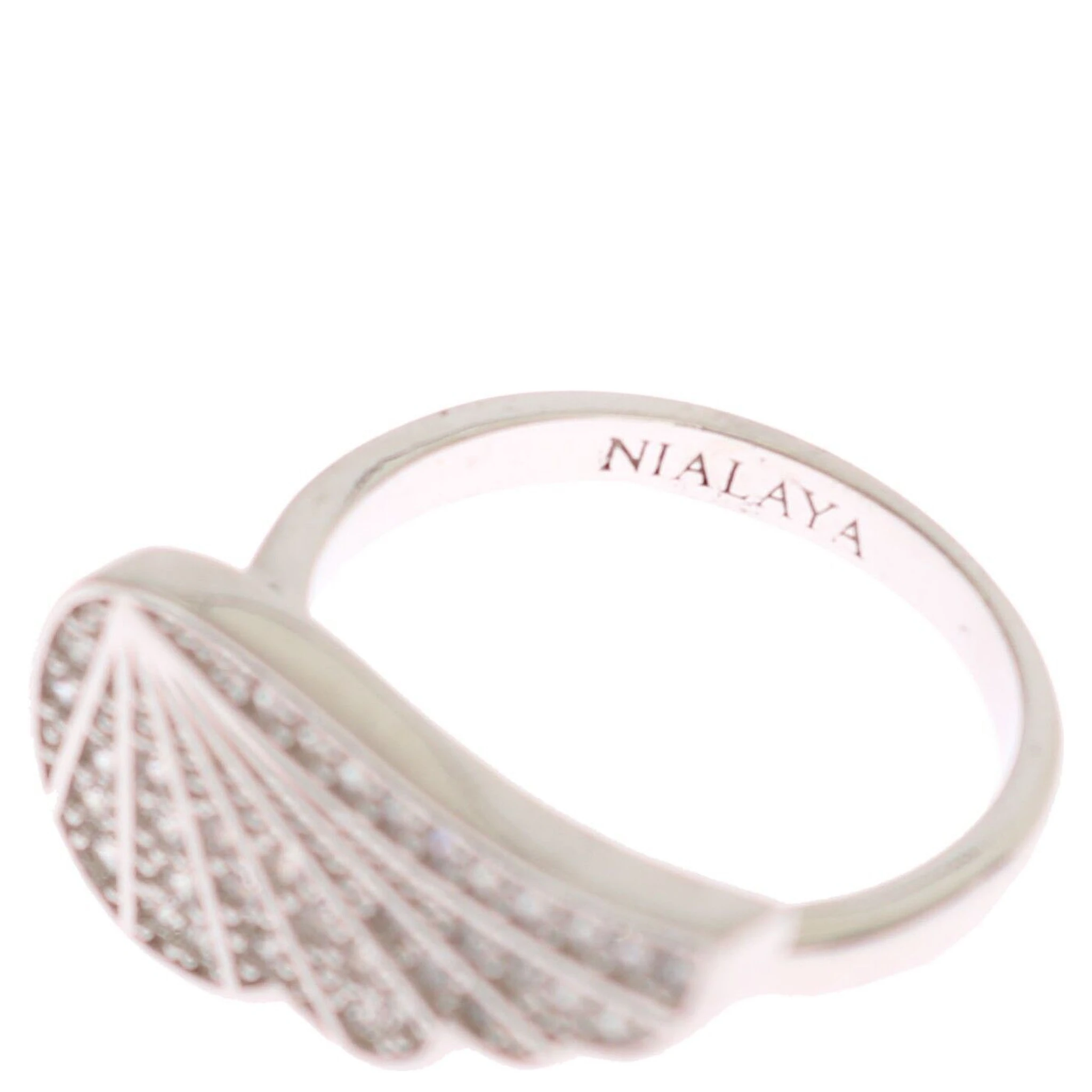 Silver Womens Wing Clear CZ 925 Silver Ring