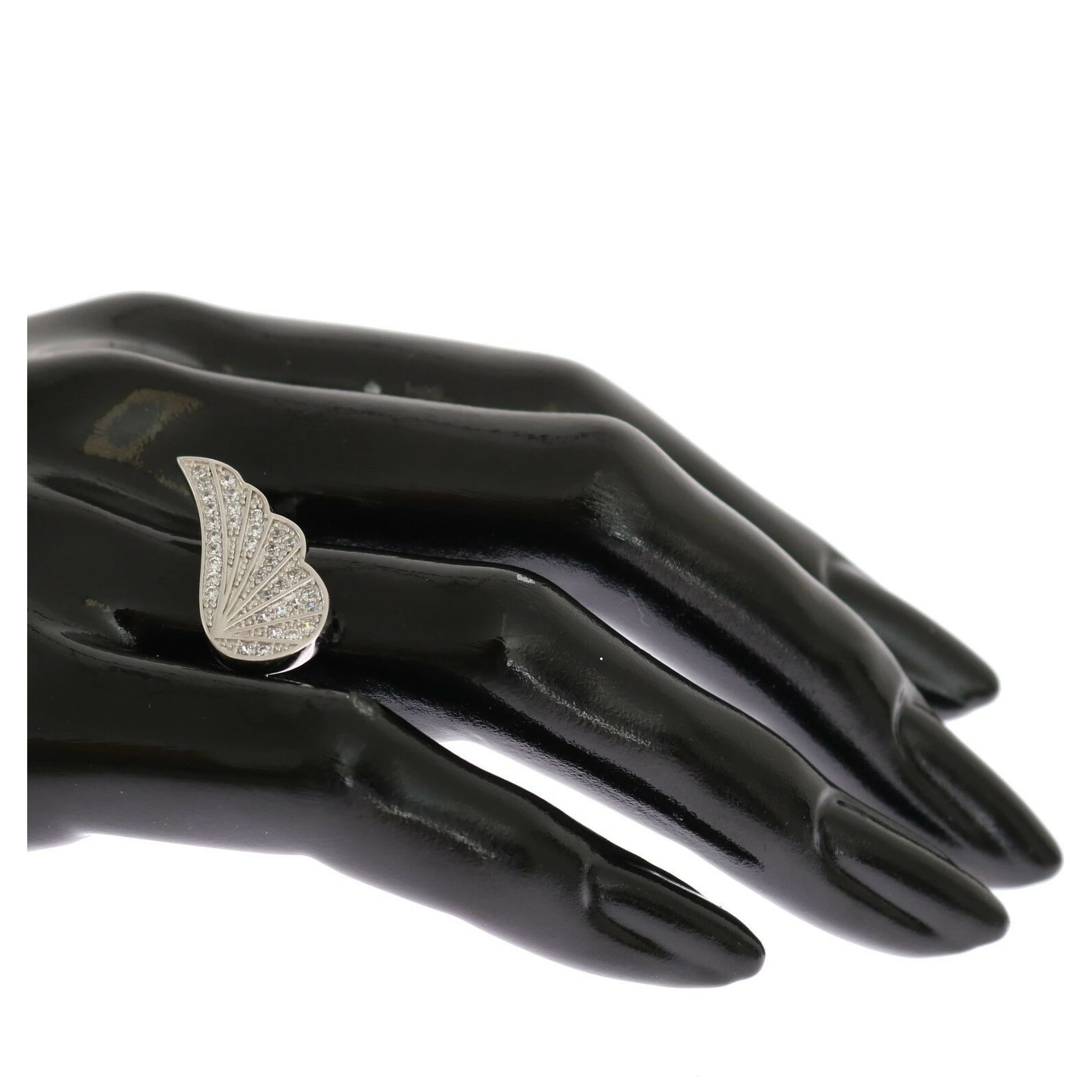 Silver Womens Wing Clear CZ 925 Silver Ring