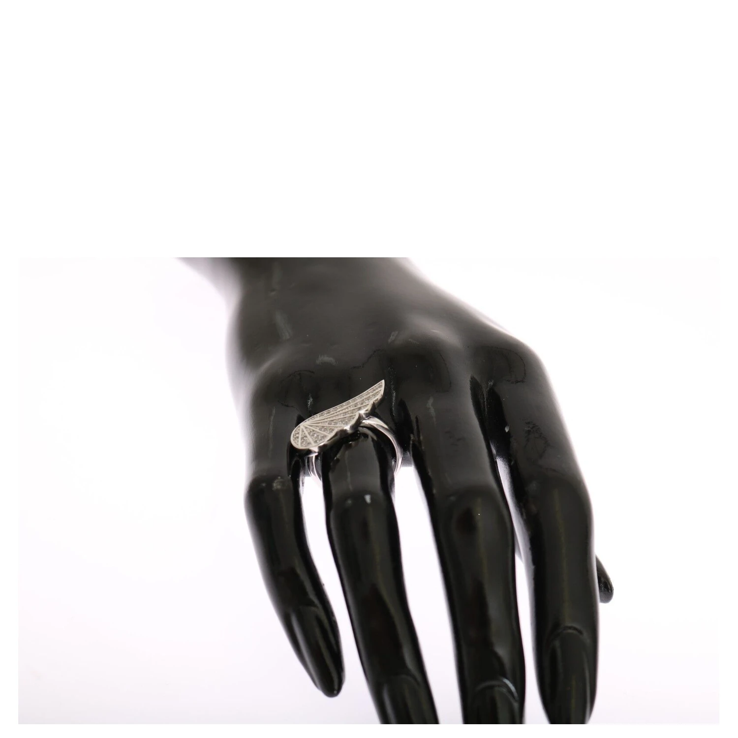 Silver Womens Wing Clear CZ 925 Silver Ring
