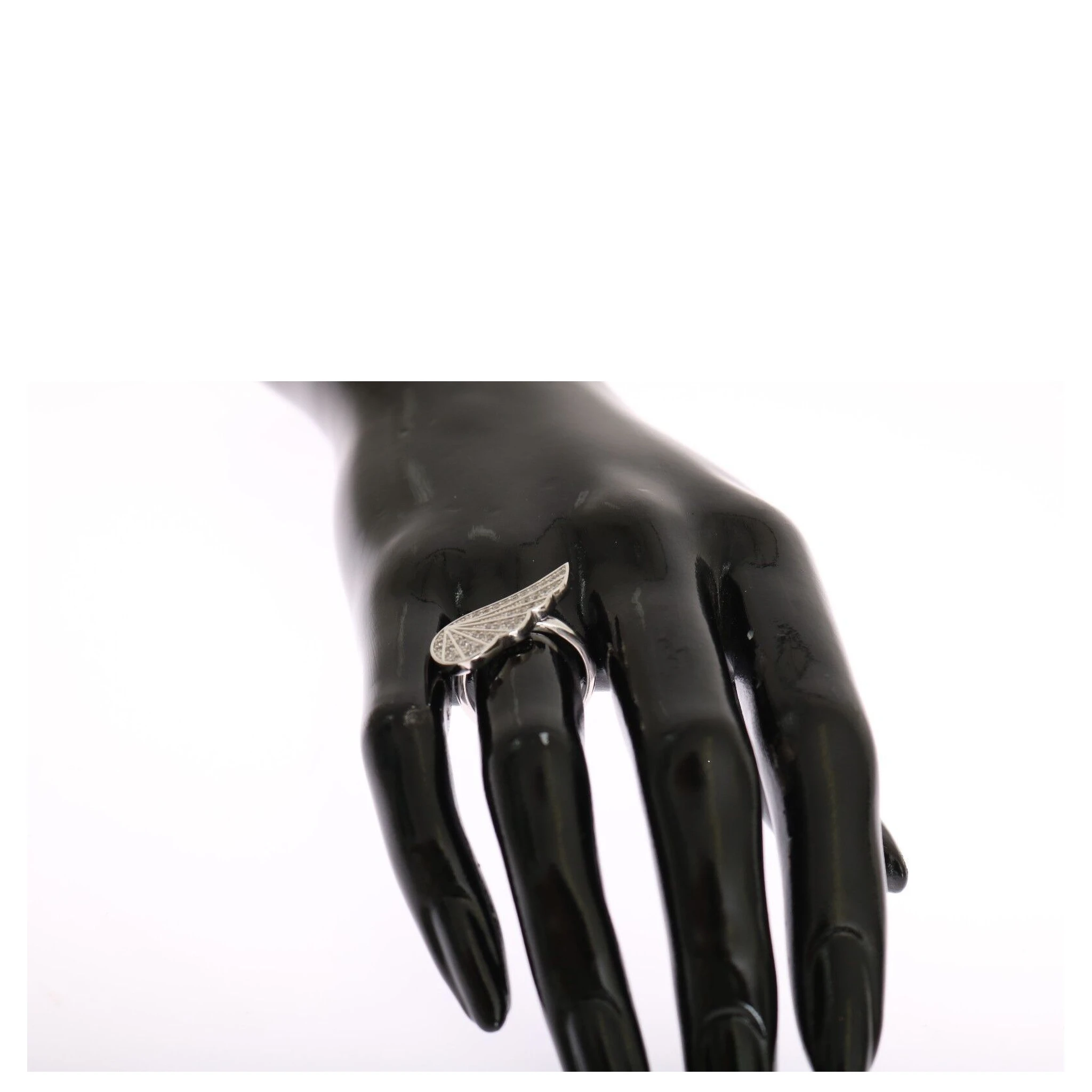 Silver Womens Wing Clear CZ 925 Silver Ring