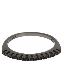 Black CZ Rhodium 925 Silver Womens Ring