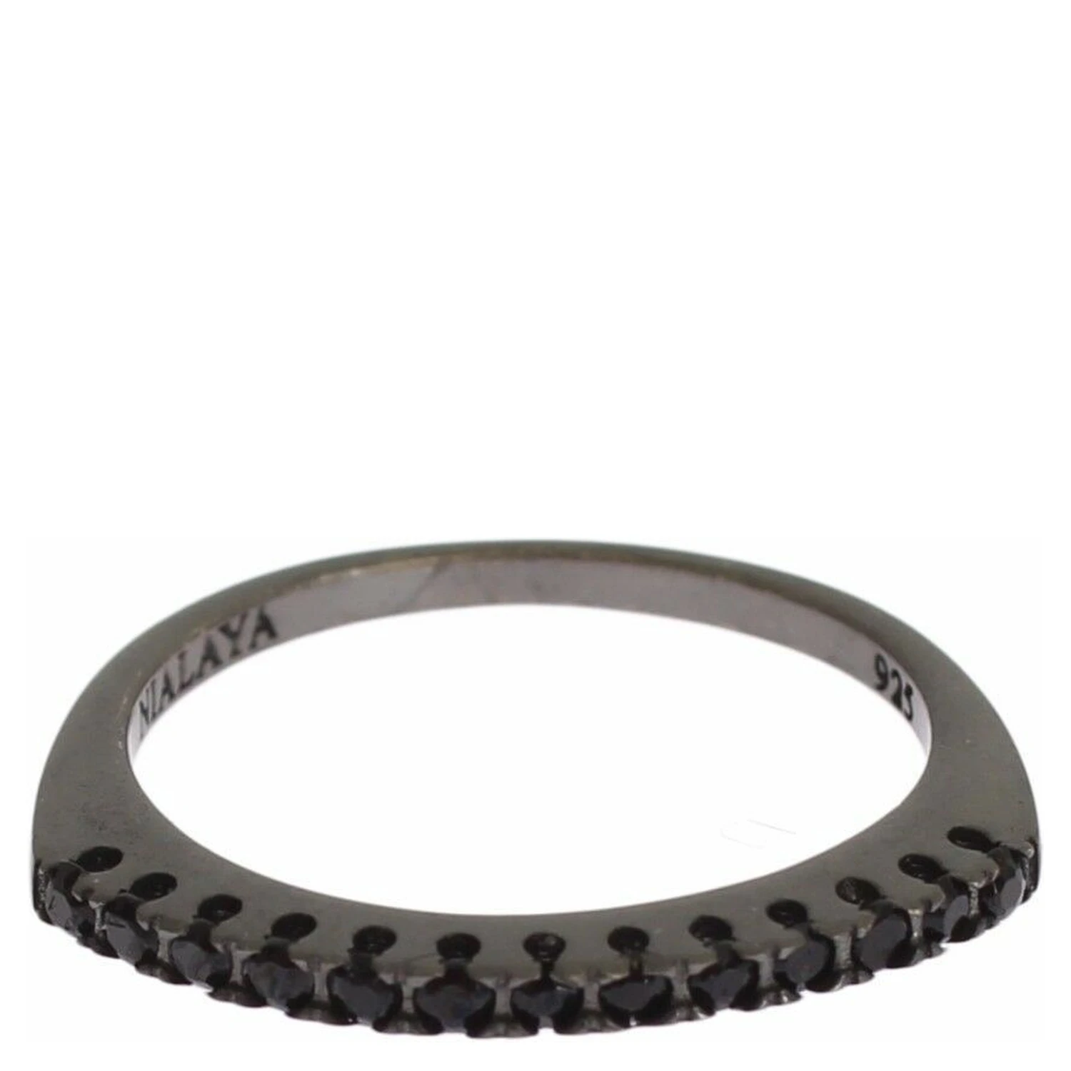 Black CZ Rhodium 925 Silver Womens Ring