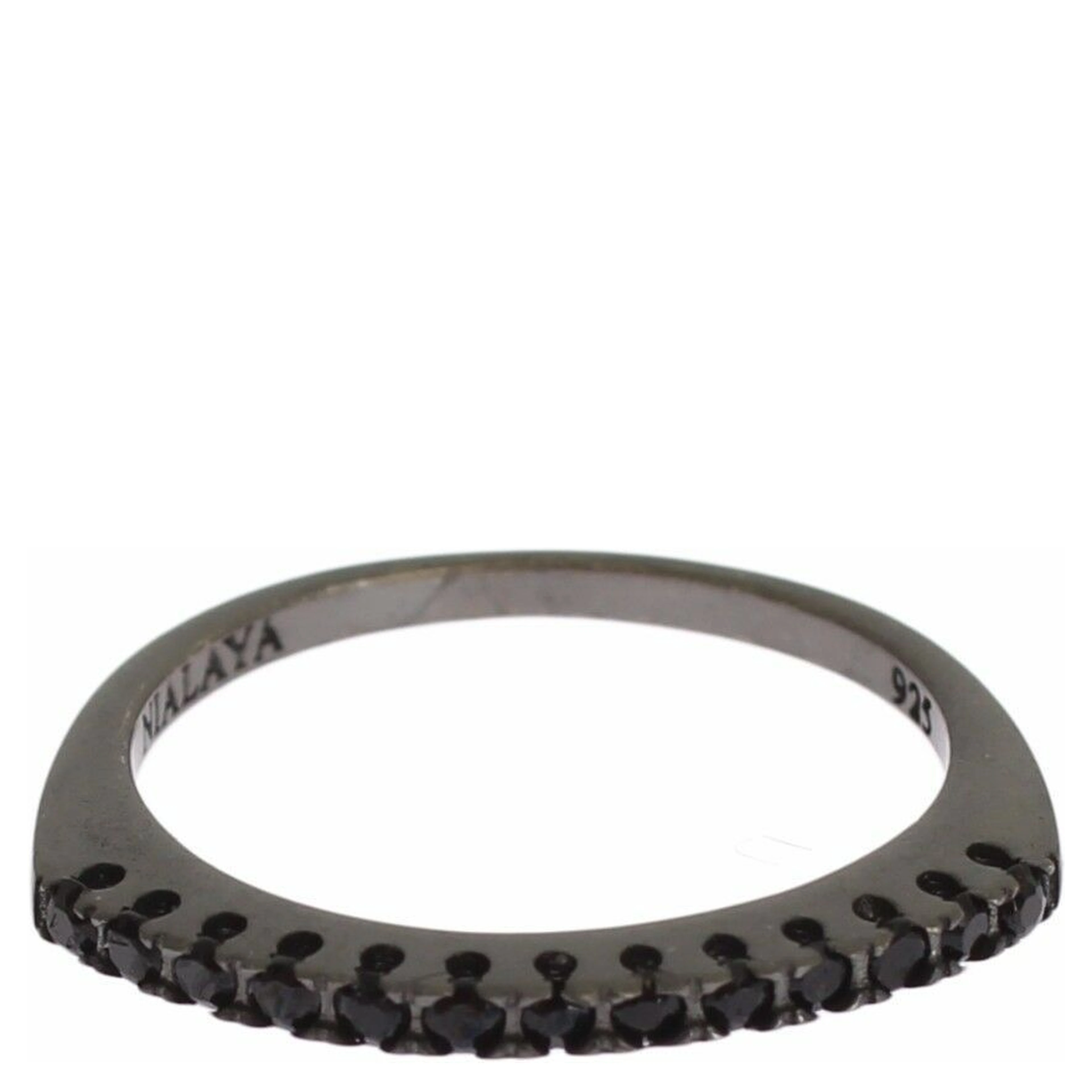 Black CZ Rhodium 925 Silver Womens Ring