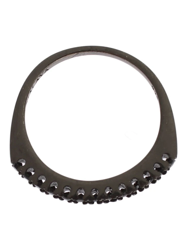 Black CZ Rhodium 925 Silver Womens Ring alternative