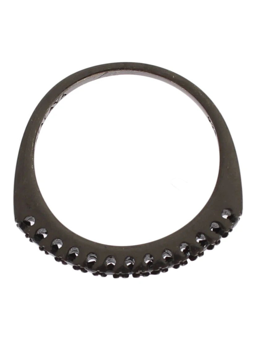 Black CZ Rhodium 925 Silver Womens Ring