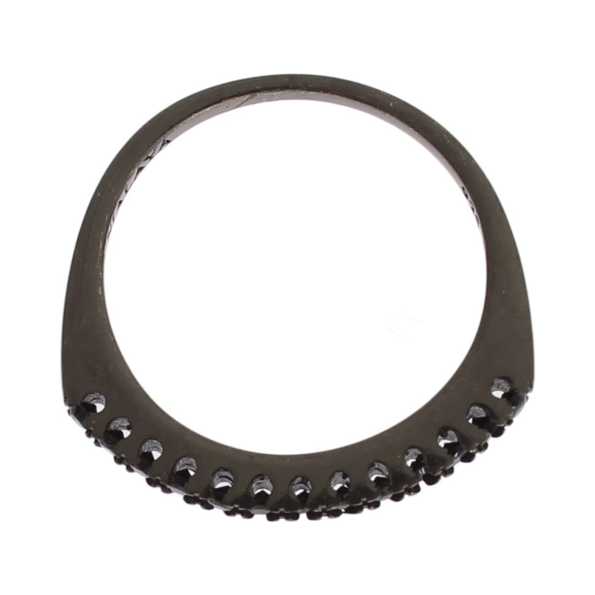 Black CZ Rhodium 925 Silver Womens Ring