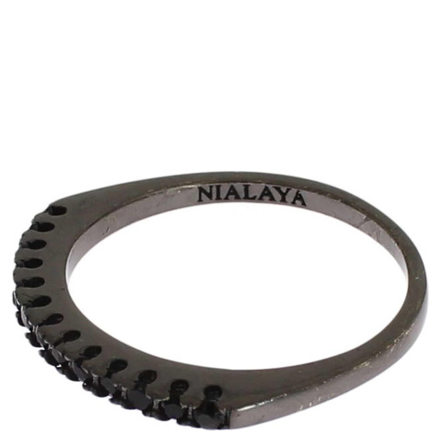 Black CZ Rhodium 925 Silver Womens Ring