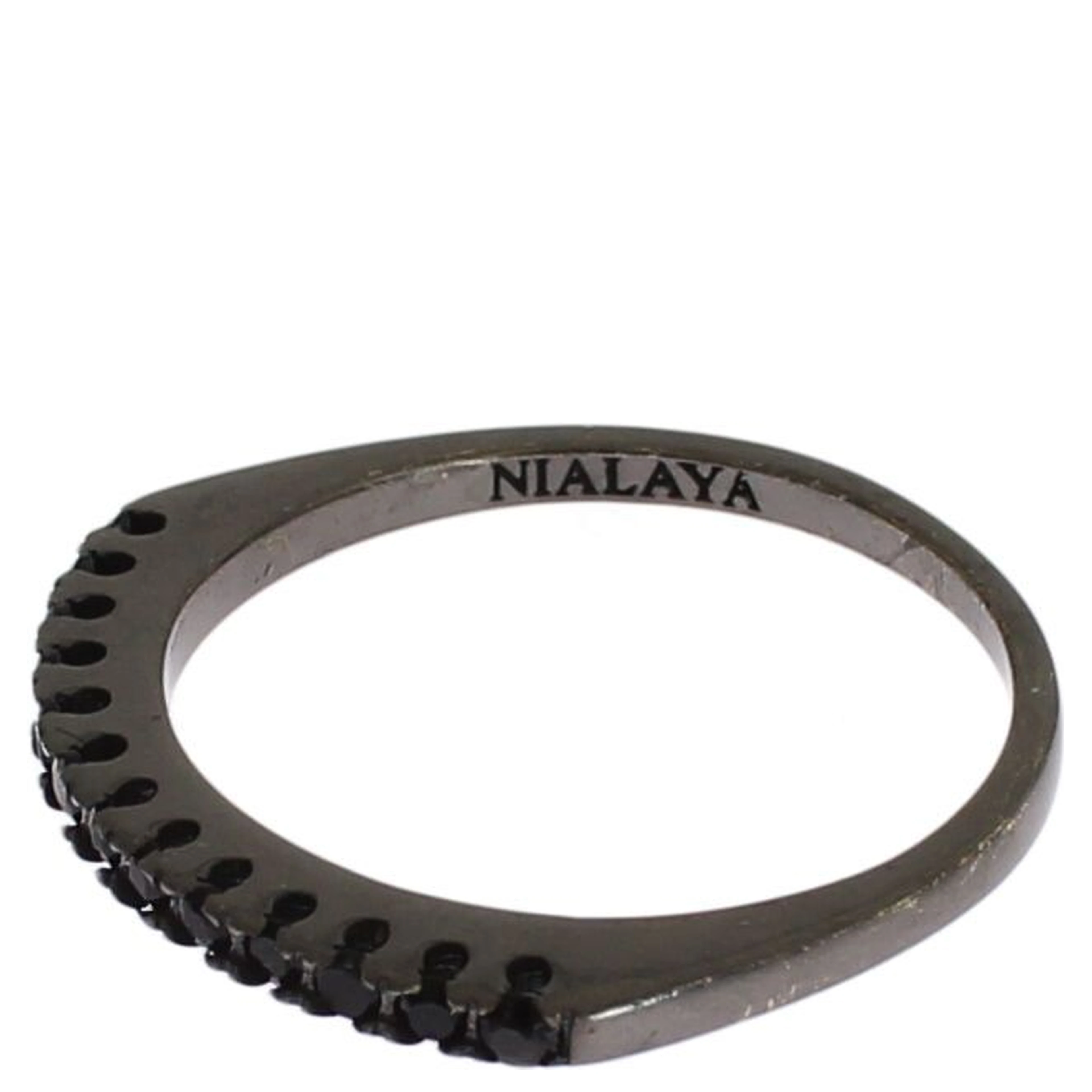 Black CZ Rhodium 925 Silver Womens Ring