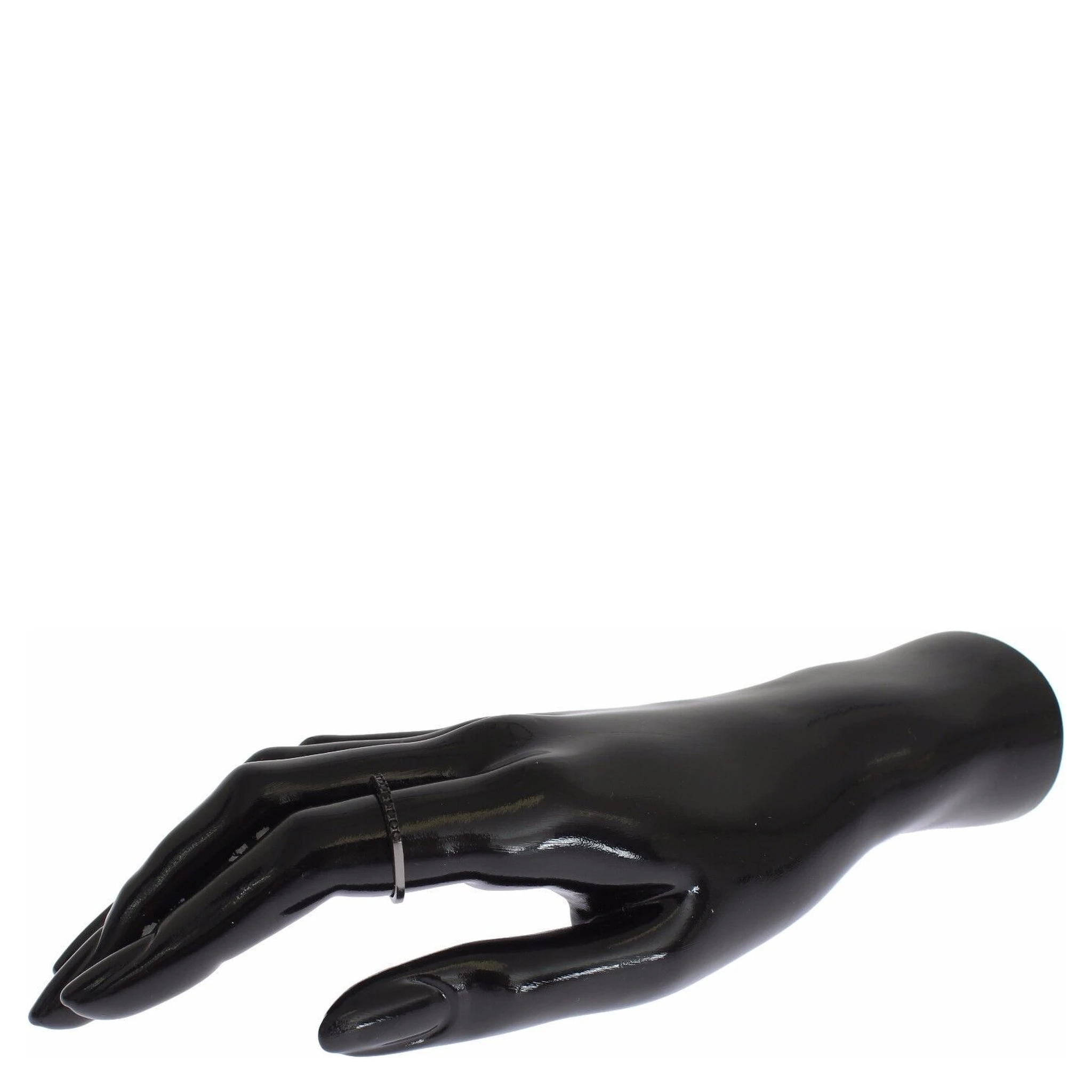 Black CZ Rhodium 925 Silver Womens Ring