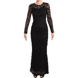 Black Cotton Lace Mermaid Long Sleeves Dress