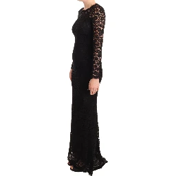 Black Cotton Lace Mermaid Long Sleeves Dress