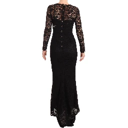 Black Cotton Lace Mermaid Long Sleeves Dress