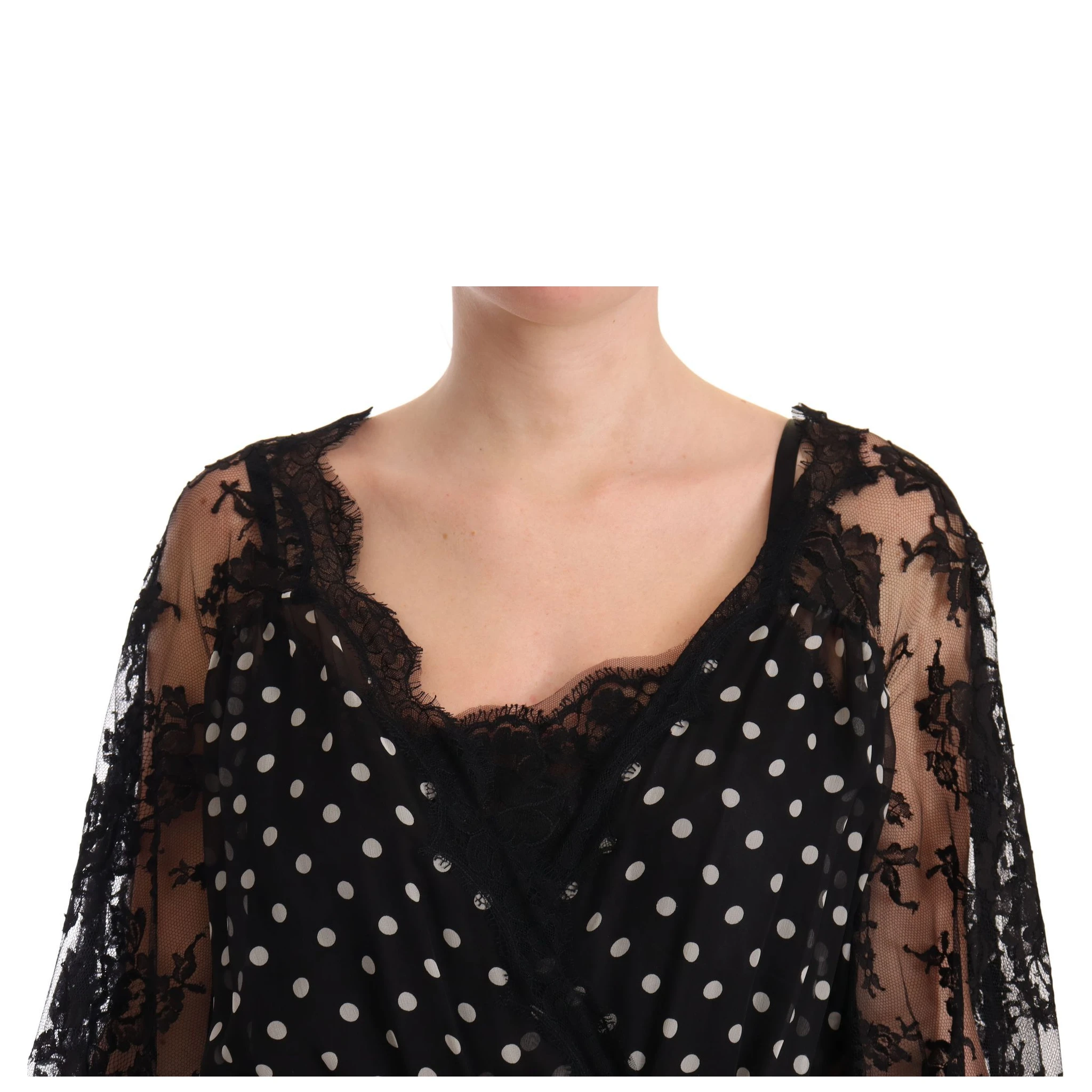 Black Lace Floral Polka Maxi Capri Dress